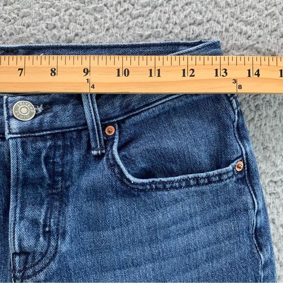 GRLFRND Tatum Cropped Straight Leg Frayed Raw Hem Button Fly Women's -  Size: 24 - Picture 9 of 16